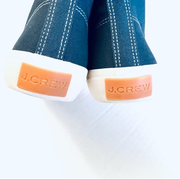 J.Crew Blue Canvas High Top Sneakers Shoes Size 10 New - Picture 4 of 7